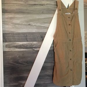 Corduroy Girl’s Dress Button Beige/Tan